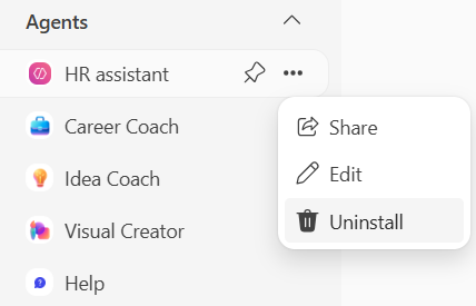 List of agents with the Uninstall button highlighted.