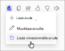 Lisää viimeisimmälle sivulle -vaihtoehto Copilot-sivut