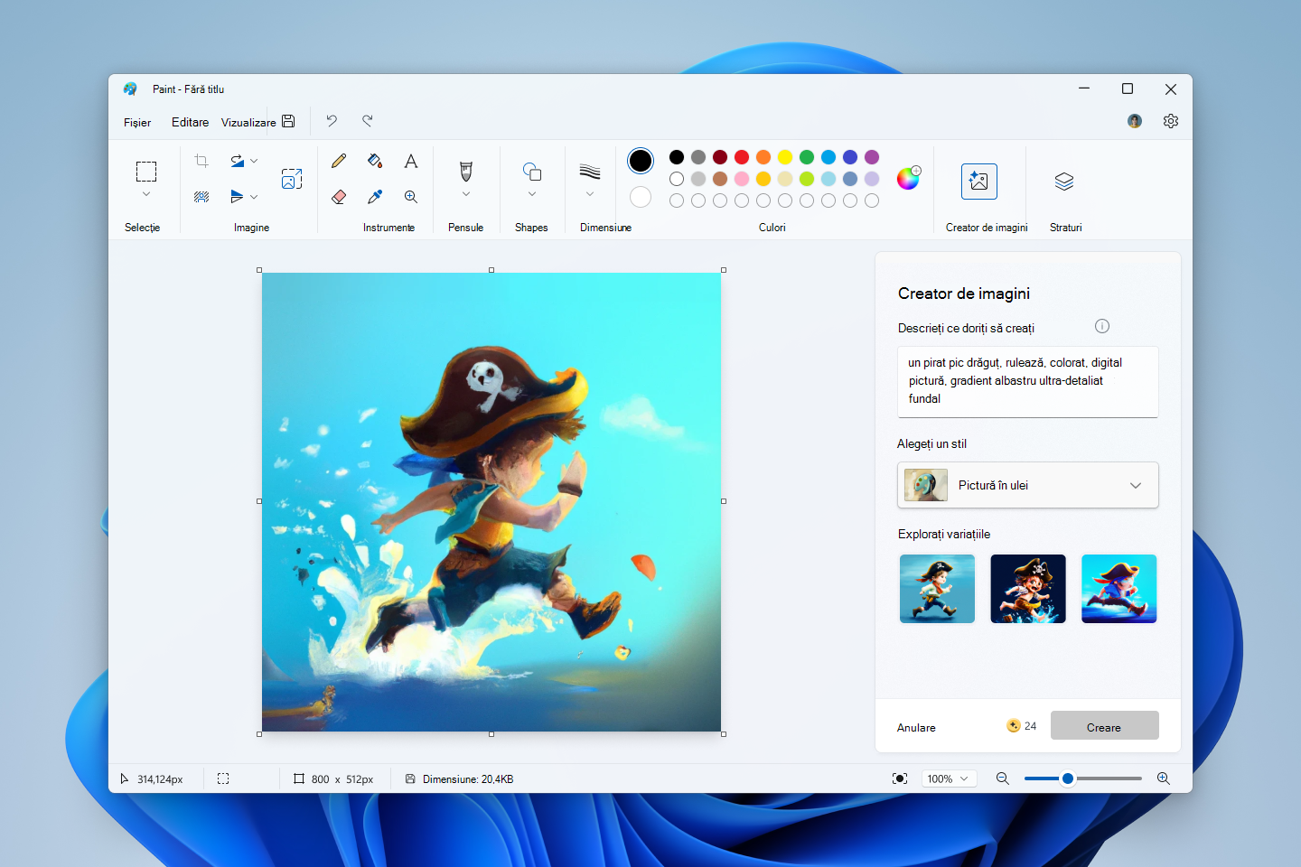 Imagine cu artă generată de Paint Cocreator